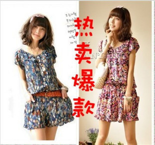 2012 summer Women casual cool dot short-sleeve short jumpsuit