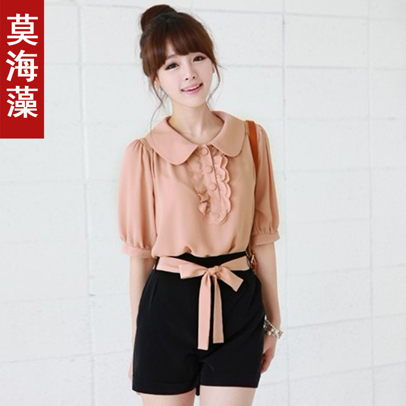 2012 summer women's belt double pocket trousers casual pants shorts 820