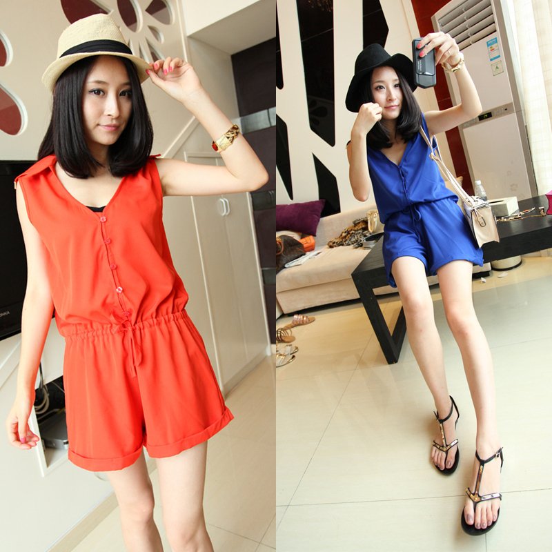 2012 summer women's fashion behind metal cutout jumpsuit 4922