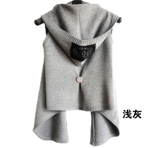 2012 summer women's fashion sleeveless vest cape hooded cardigan sweater plus size