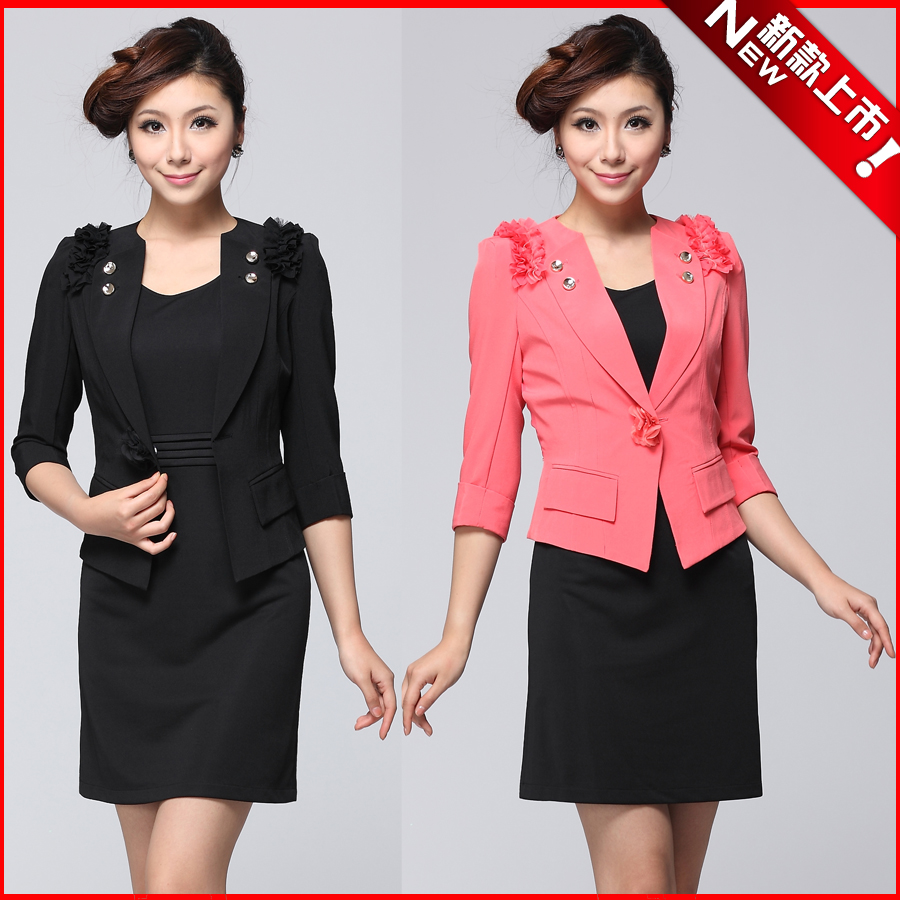 2012 summer women's ol formal career dress set twinset work wear one-piece dress 81219