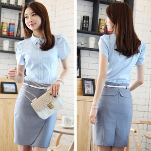 2012 summer women's professional ol white collar shirt dress set tooling professional uniforms set