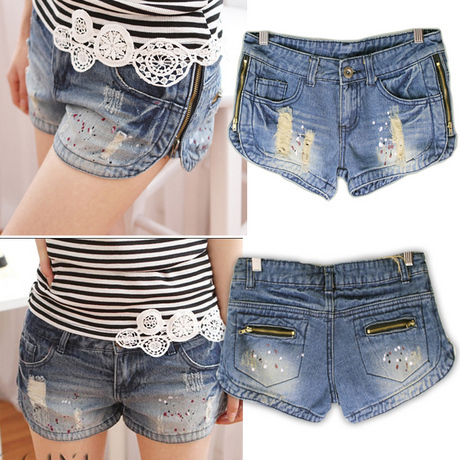 2012 summer women's side zipper denim shorts female