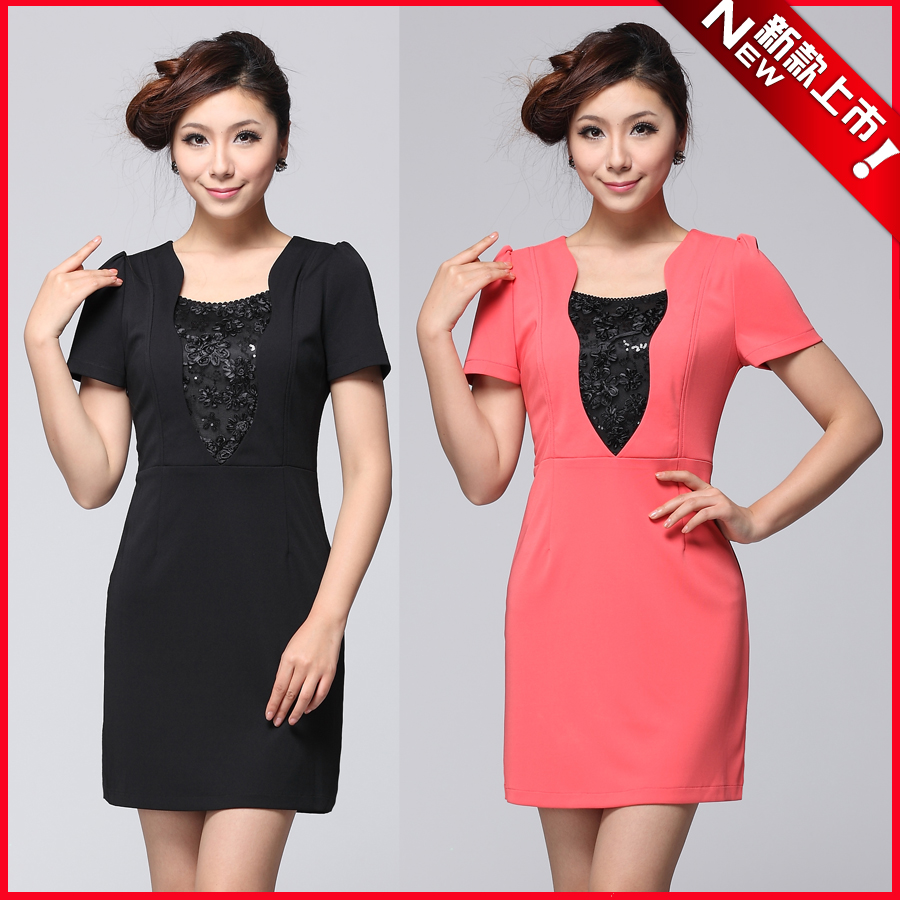 2012 summer women's work wear one-piece dress OL outfit slim formal one-piece dress 81210