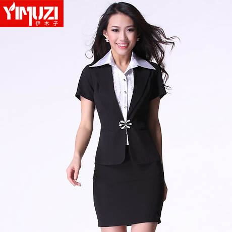 2012 summer work wear women's short-sleeve professional set dress slim white collar women's set 829