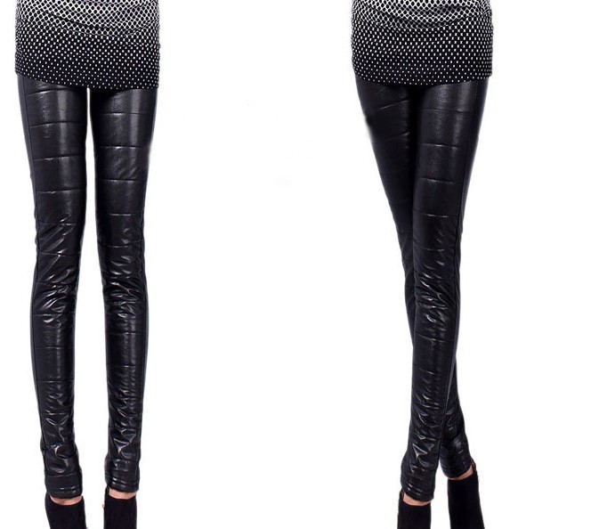 2012 super star fan fashion faux leather candy color thickened thin nine warm down trousers