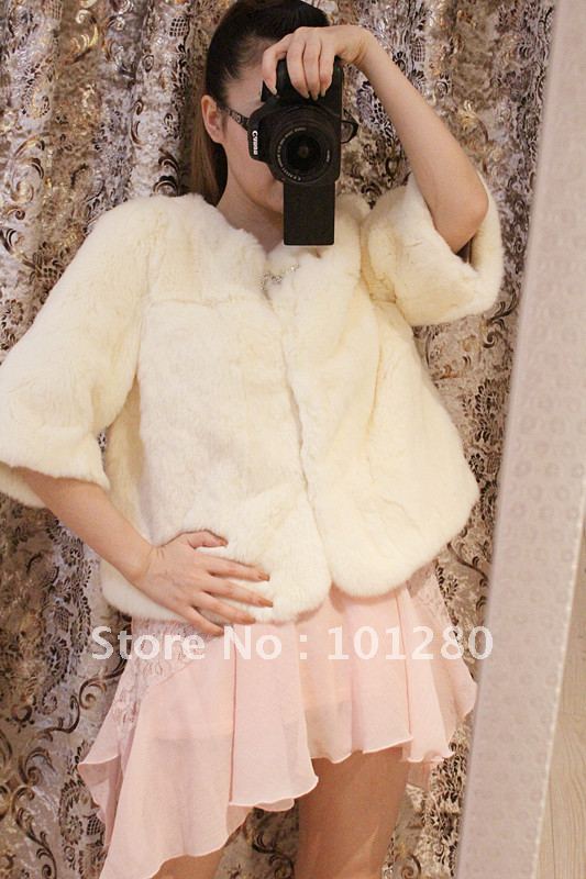 2012 super sweet bow rex hair o-neck fur coat women fur top