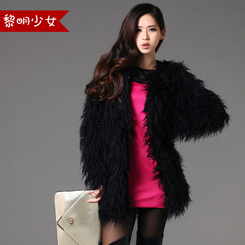 2012 tanhuang wool berber fleece faux overcoat medium-long outerwear fashion