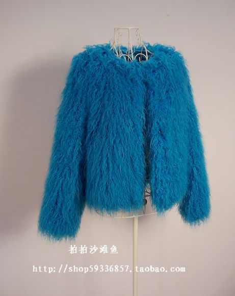 2012 tanhuang wool faux fur wool o-neck short design outerwear fur coat