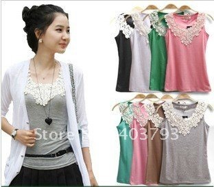 2012 the new summer hot saling Slim lace flower  vest FREE SHIPPING