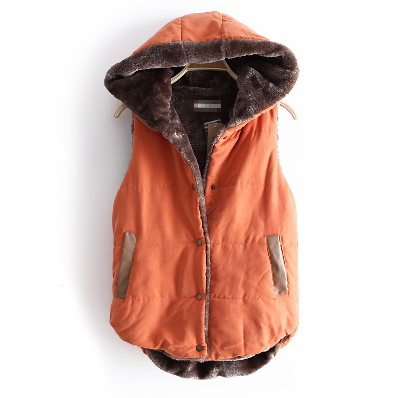 2012 thermal with a hood single fur thickening cotton vest female A2065