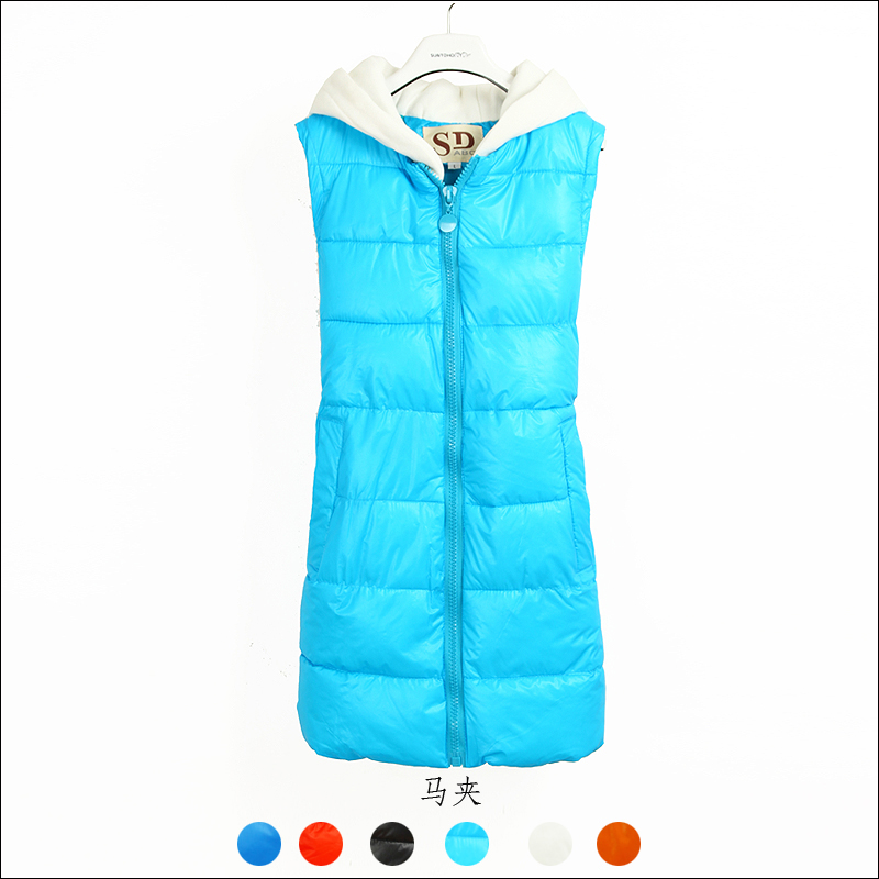 2012 thickening cotton vest Women vest fashion medium-long candy color with a hood slim waist