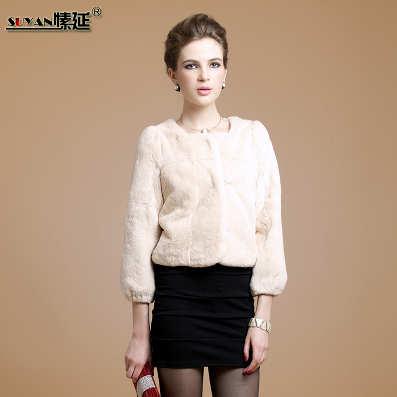 2012 thickening rex rabbit hair fur coat female short design wrist-length sleeve overcoat sy8517