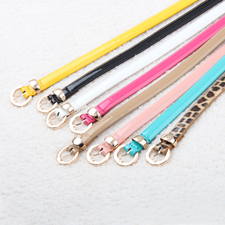 2012 Thin belt female japanned leather small round pin buckle beautiful decoration strap women's belt