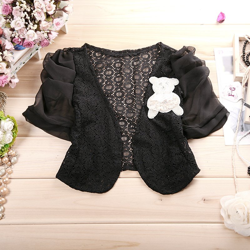 2012 thin cardigan chiffon lace small cape ultra-short paragraph outerwear waistcoat