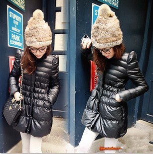 2012 thin down cotton brief leather wadded jacket, shoulder pad warm coat free shipping