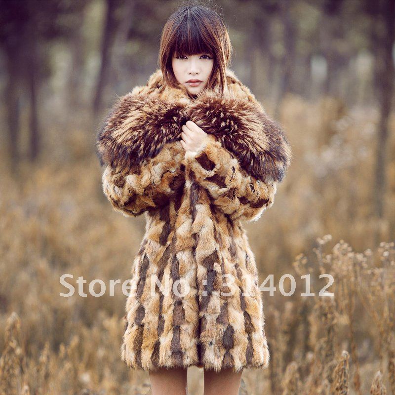 2012 top design fashion trend medium-long fur coat, top mink fur coat, super large Raccooon fur collar