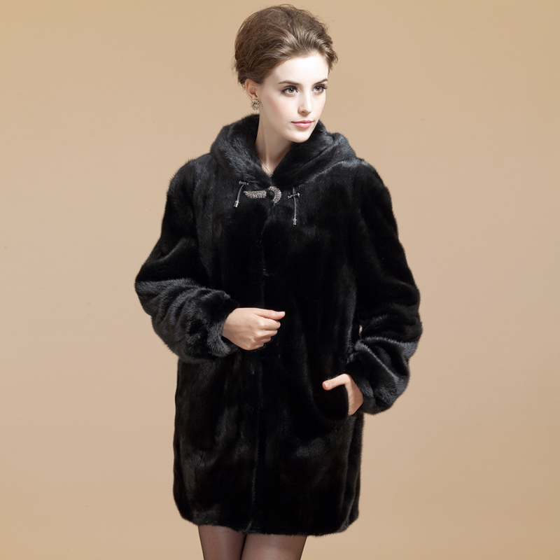 2012 top mink hair fur marten overcoat Women outerwear 1230