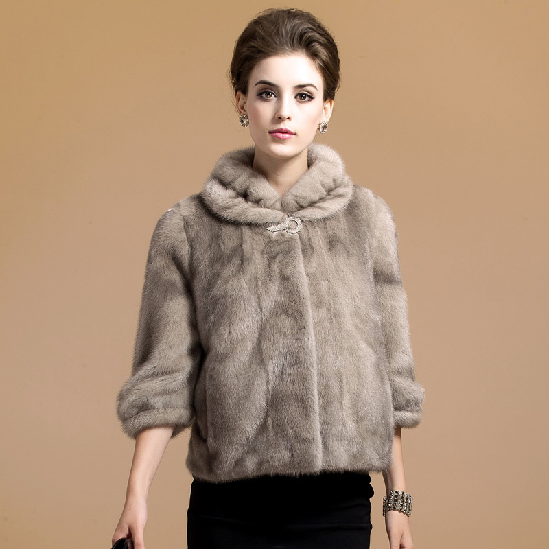 2012 top mink hair fur marten overcoat Women outerwear z1128