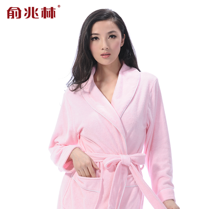 2012 towel V-neck edge belt adjust long design bathrobe female