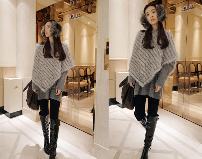 2012 trigonometric cape rabbit fur knitted vest rex rabbit hair cape vest fur top