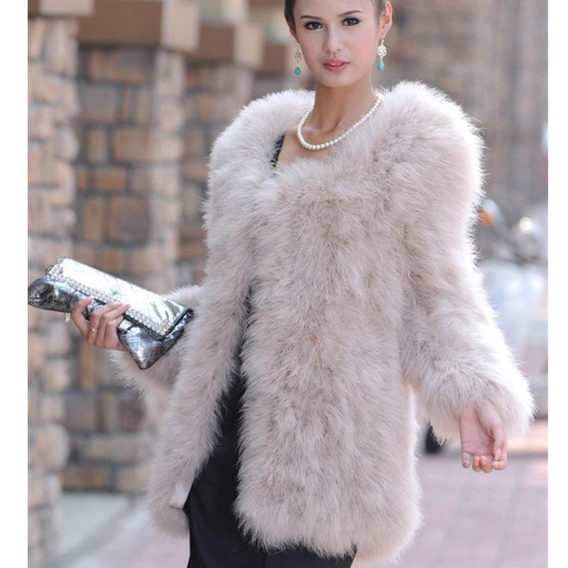 2012 turkey wool outerwear, Ostrich fur jacket,lady elegant fur jacket,women's fur coat