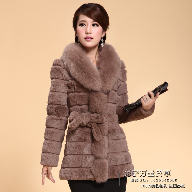 2012 ultralarge fox fur coat female rabbit fur medium-long overcoat