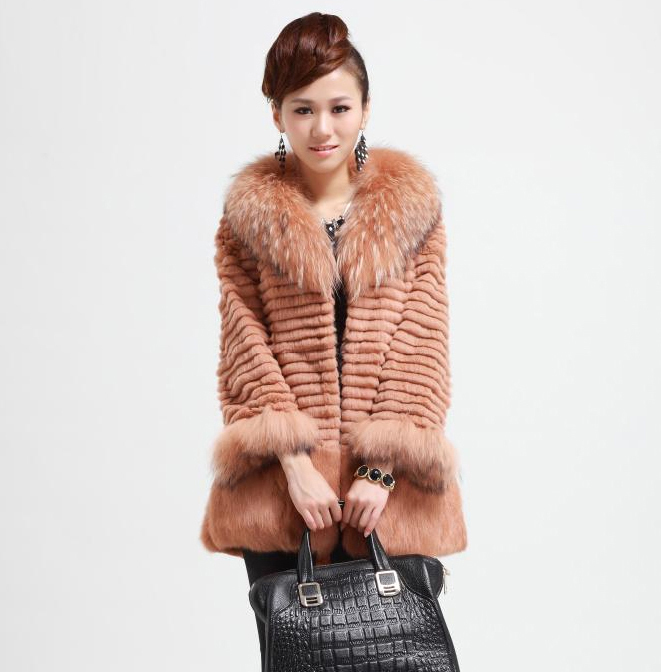 2012 ultralarge raccoon fur rabbit fur medium-long outerwear wool full leather fur overcoat