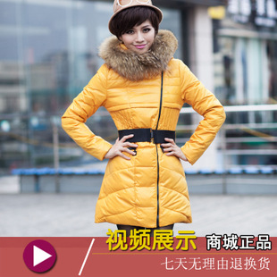 2012 ultralarge raccoon fur slim thickening with a hood medium-long down coat quality luxury