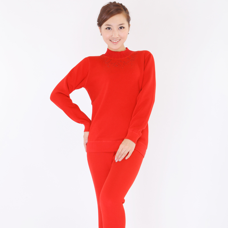 2012 underwear luxury sparkling diamond thermal underwear female thermal clothing set female 853