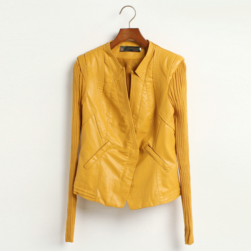 2012 V-neck leather clothing PU short design slim women's outerwear fashion bag leather jacket female