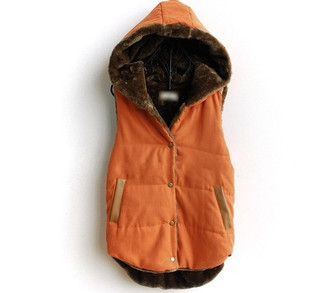 2012 vest coral fleece thickening with a hood vest cotton vest female autumn and winter fashion W40S