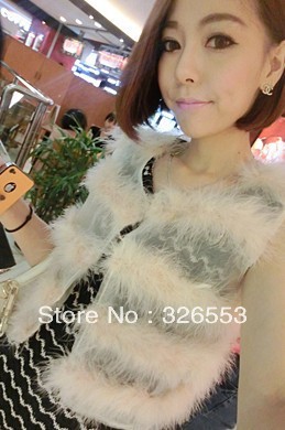 2012 vintage small fashion ostrich fur vest female fur coat cardigan vest   free shipping