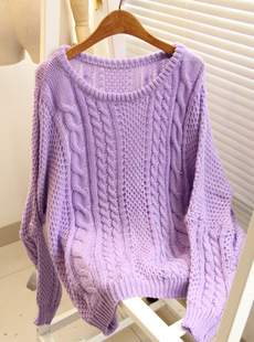 2012 vintage twisted batwing sleeve loose long-sleeve pullover o-neck sweater outerwear free shipping