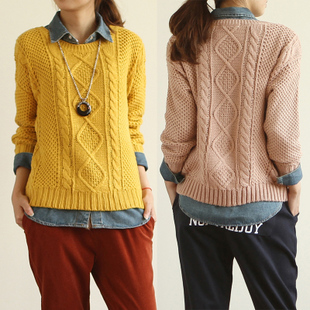 2012 vivi loose handmade vintage twisted pullover sweater female