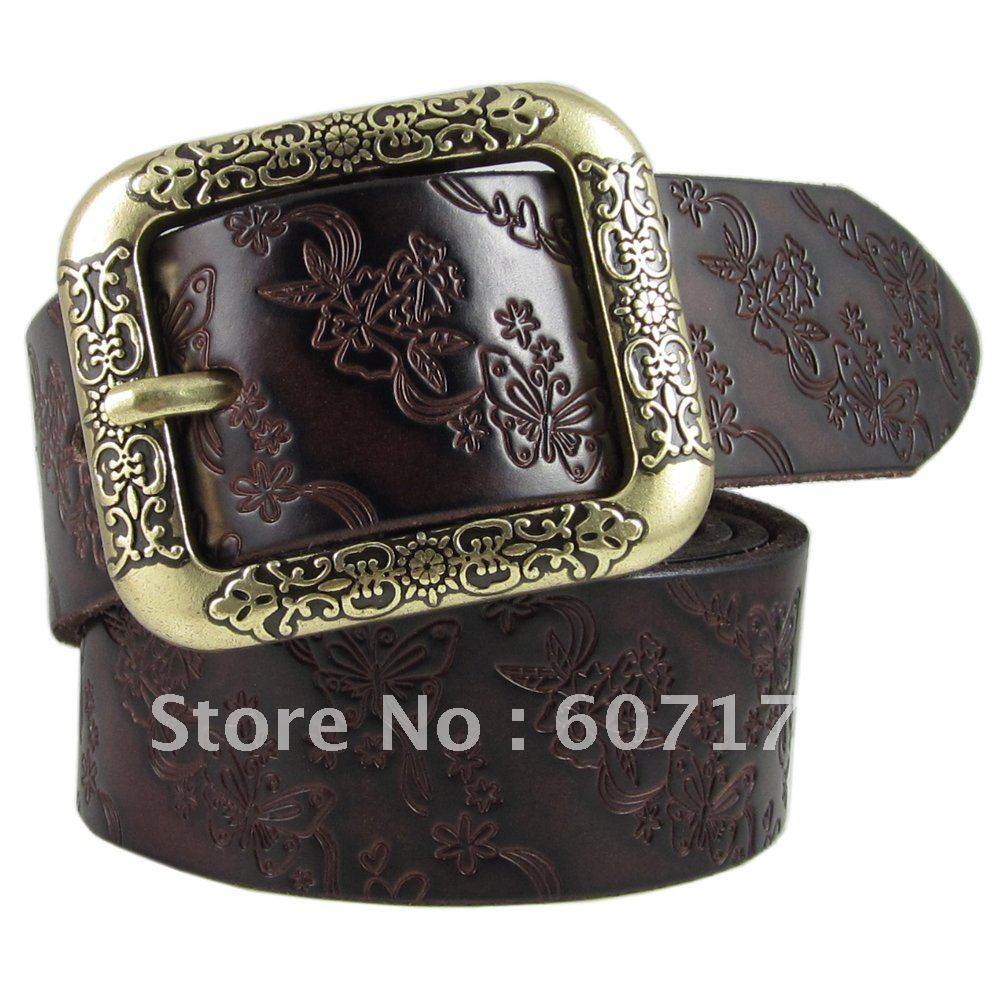 2012 VOGUE American style women's Royal carved pin buckle Genuine leather belt 4 colors #1744