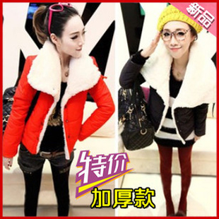 2012 wadded jacket women's short design berber fleece large lapel wadded jacket outerwear cotton-padded jacket cotton-padded