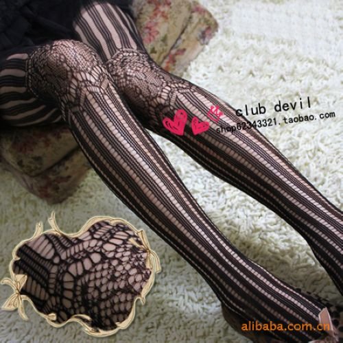 2012 Western Fashion knee jacquard and  Retro Stocking  tights Old Black Fishnet Hose Pantyhose Tights