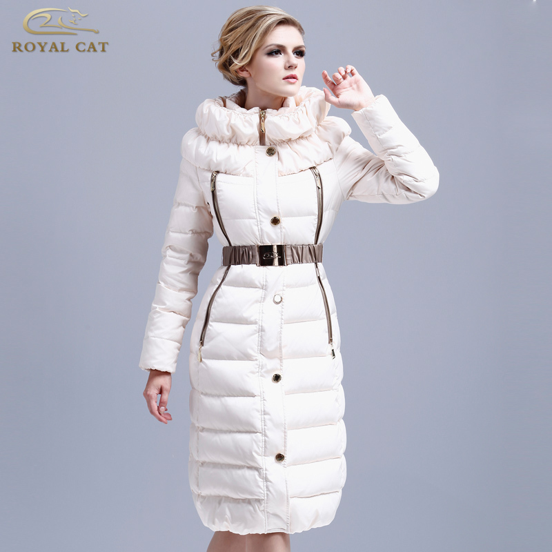 2012 white down coat female long design fashion double collar fashion slim Women's Fur Collar Hooded High Quality Down Jacket