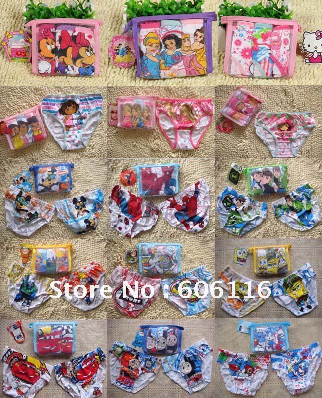 2012  Wholesale Children Fashion Cartoon Underewears/ Kids underwear / panties / briefs, 48pcs(16 packs) per lot -AL004