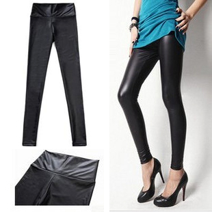 2012 Wholesale E9411 2012 spring fashion high waist matte faux leather legging tight pants safety pants female FREE SHIP