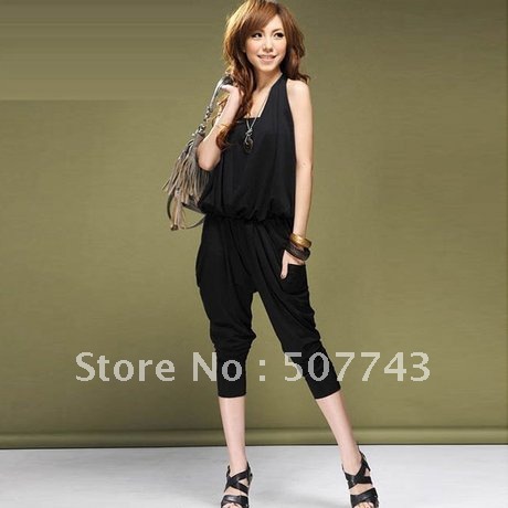 2012 Wholesale Lady's Halter Design Blouse Jumpsuit Women's jumpsuit overall Harem pants, Free shipping