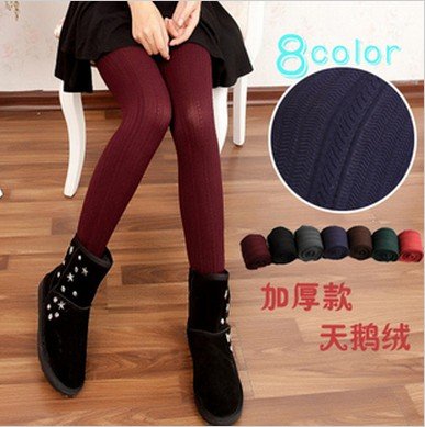 2012 Wholesale New Fashion Women Sexy Ear Of Wheat Sripe Tight Legging Solid Velvet Winter Warm Hosiery Pantyhose Free Ship