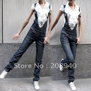 2012 Wholesale Popular Denim Casual Woman's Suspender Jean Coveralls Workwear