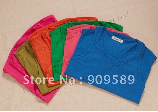 2012 Wholesale Women's 100% Cotton Sleeveless T-shirt Fashion Sexy Camisole Summer Vest Free Shipping