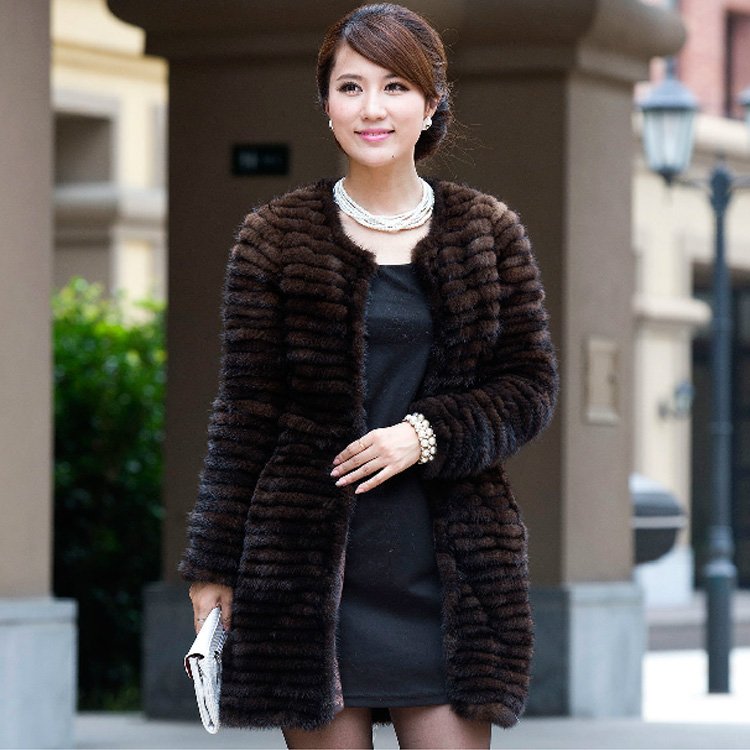 2012 WINTER*100% EUROPEAN MINK KNITTED LONG COAT/MINK COAT/FUR JACKET*FREE SHIPPING* BE1261