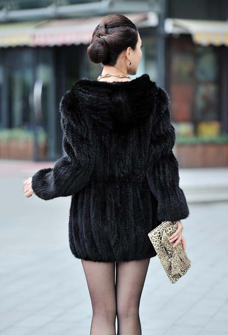 2012 WINTER*100% EUROPEAN MINK KNITTED LONG COAT WITH HOOD/JACKET* FREE SHIPPING*BE1249