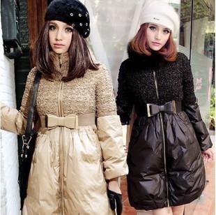 2012 winter blue fox fur collar down coat female long down outerwear women's down jacket