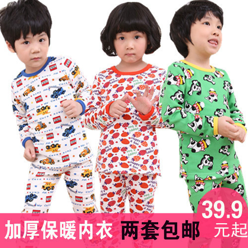 2012 winter boys clothing girls clothing thermal underwear plus velvet thickening baby child thermal underwear set 512