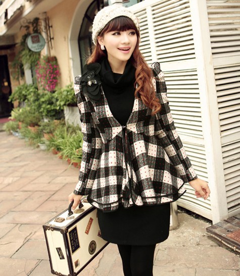 2012 winter classic twinset shoulder flower set woolen outerwear